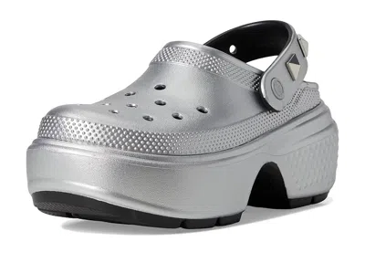 Crocs Stomp Clogs Slippers Silver : In Gray