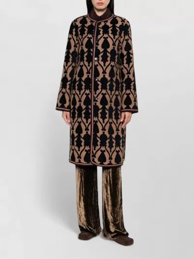 Etro Jacquard Jacket Contrast Trim Geometric Motif In Multi