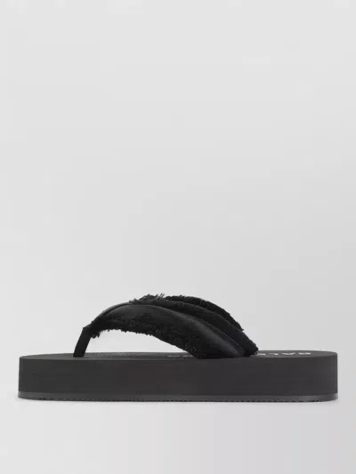 Balenciaga Fringed Strap Logo Embroidered Sandals For Women In Black