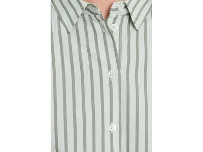 Lilla P Striped Oversized Button Down Dolman In Green