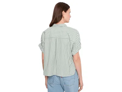 Lilla P Striped Oversized Button Down Dolman In Green