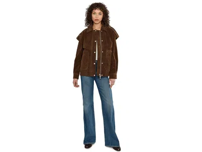 Avec Les Filles Collared Bomber With Patch Pockets In Brown