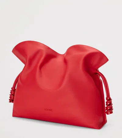 Loewe Flamenco Medium Leather Clutch In Red