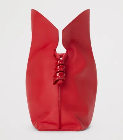 Loewe Flamenco Medium Leather Clutch In Red