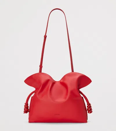 Loewe Flamenco Medium Leather Clutch In Red