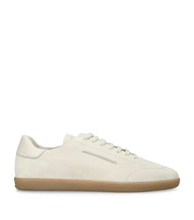 Zegna 232 Low Top Suede Sneakers Rubber Sole In White