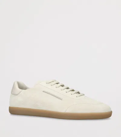 Zegna 232 Low Top Suede Sneakers Rubber Sole In White