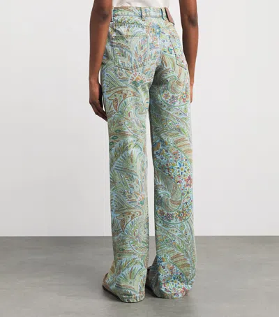 Etro Paisley-print Flared Jeans In Blue