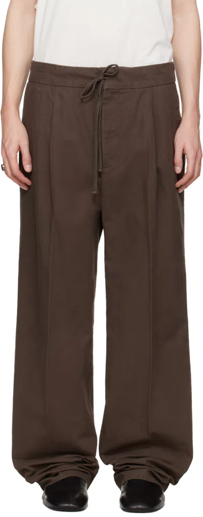 Essentials Drawstring Casual Pants In Brown