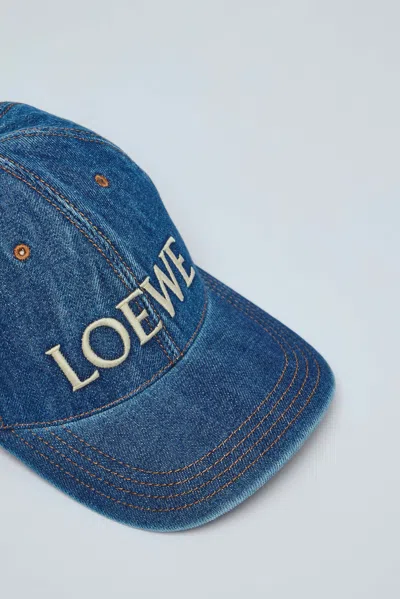 Loewe Logo Embroidery Denim Baseball Cap In Blue