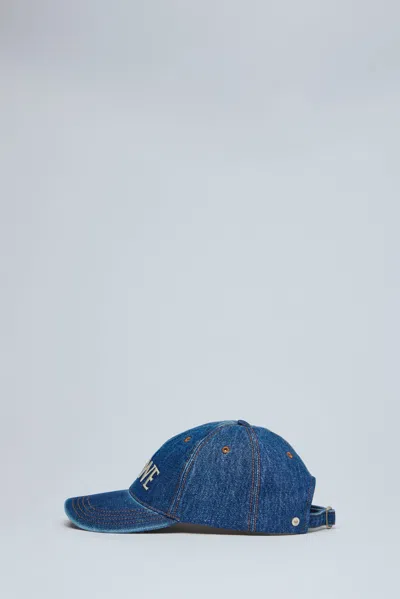 Loewe Logo Embroidery Denim Baseball Cap In Blue