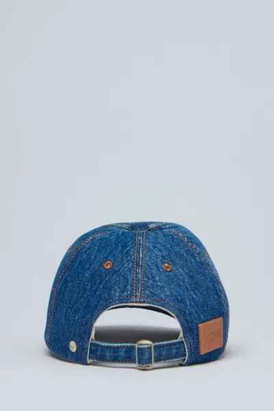 Loewe Logo Embroidery Denim Baseball Cap In Blue