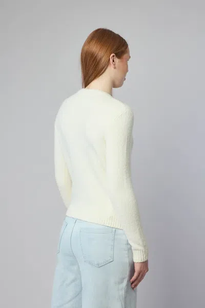Moncler Embroidered Logo Crop Crewneck Sweater In Neutral