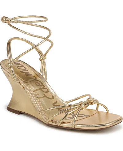 Sam Edelman Daxton Ankle Strap Wedge Sandal In Gold