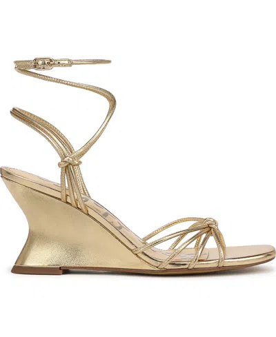 Sam Edelman Daxton Ankle Strap Wedge Sandal In Gold