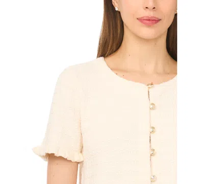 Cece Short Sleeve Sweater Jacket In Neutral