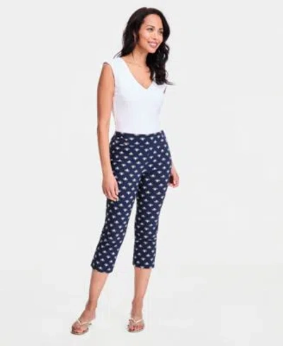 Jm Collection Womens Printed Pull On Capri Pants Macys Exclusive In White