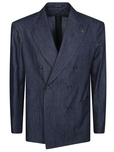 Tagliatore Double-breasted Peak-lapel Jacket In Green
