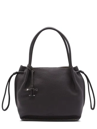 Tod's Black Shoulder Bag With Two Top Handles And Drawstring Closure In Black