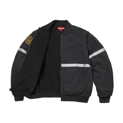 Supreme Ss26 Zip-off Sleeve Reflective Stripe Jacket 'black' In Pattern