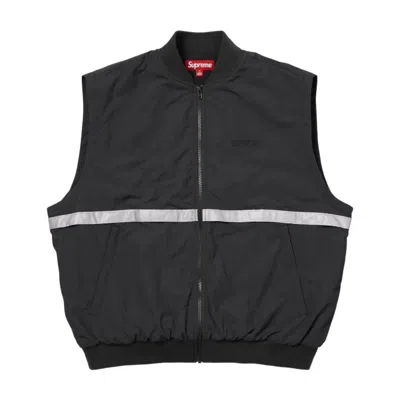 Supreme Ss26 Zip-off Sleeve Reflective Stripe Jacket 'black' In Pattern