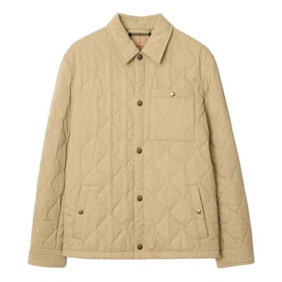 Burberry Collared Quilted Jacket Front Pocket In Purple