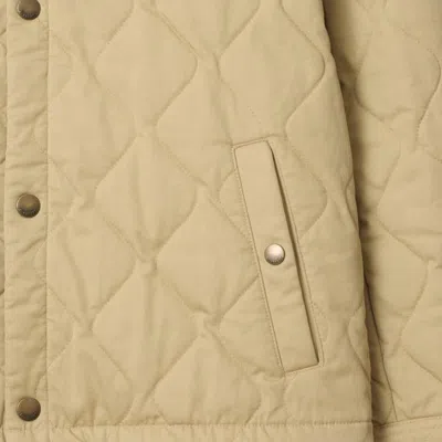 Burberry Collared Quilted Jacket Front Pocket In Purple