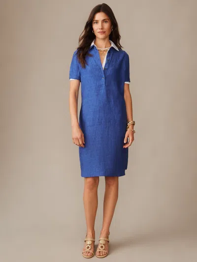 J.mclaughlin Women's Arissa Linen Dress Denim Blue In Green