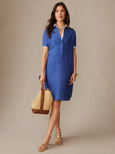 J.mclaughlin Women's Arissa Linen Dress Denim Blue In Green