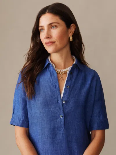 J.mclaughlin Women's Arissa Linen Dress Denim Blue In Green