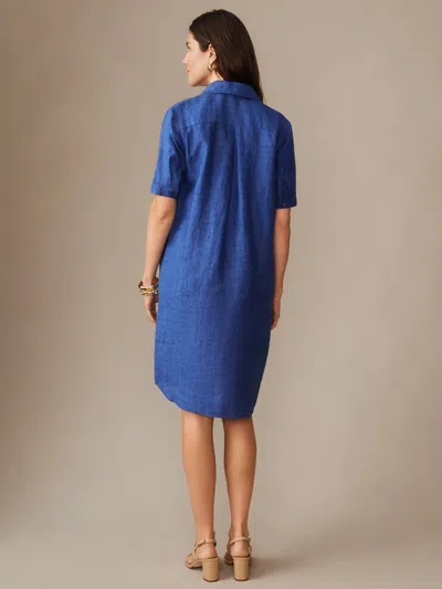 J.mclaughlin Women's Arissa Linen Dress Denim Blue In Green