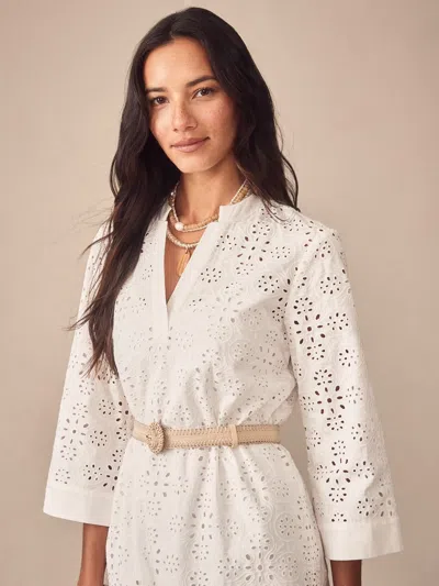 J.mclaughlin Women's Cindy Eyelet Dress Off White In Brown