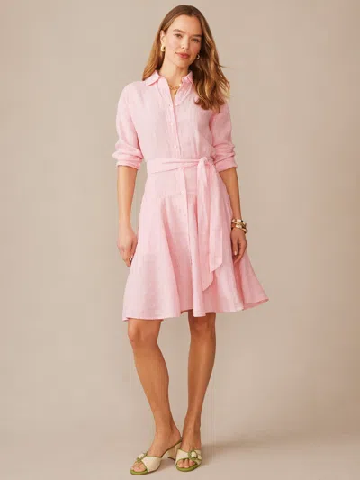 J.mclaughlin Women's Mary Linen Dress In Stripe Pink/white