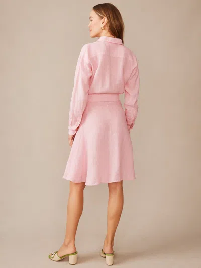 J.mclaughlin Women's Mary Linen Dress In Stripe Pink/white