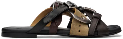 Acne Studios Brown Leather Belts Strap Sandals In Multi