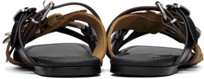 Acne Studios Brown Leather Belts Strap Sandals In Multi