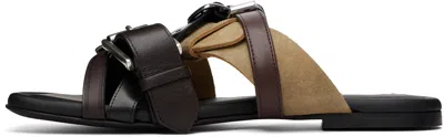 Acne Studios Brown Leather Belts Strap Sandals In Multi