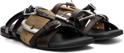 Acne Studios Brown Leather Belts Strap Sandals In Multi