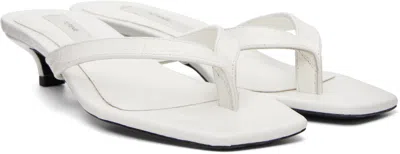 Totême Off-white Croco-embossed Leather Heeled Flip-flop Sandals