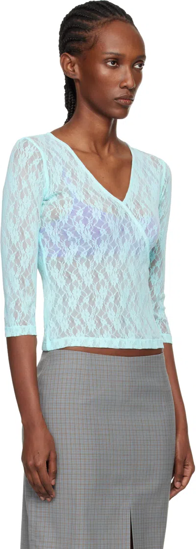 Fruity Booty Blue Lace Moss Wrap T-shirt In Blue