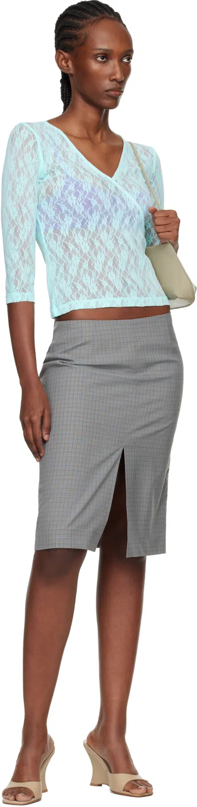 Fruity Booty Blue Lace Moss Wrap T-shirt In Blue