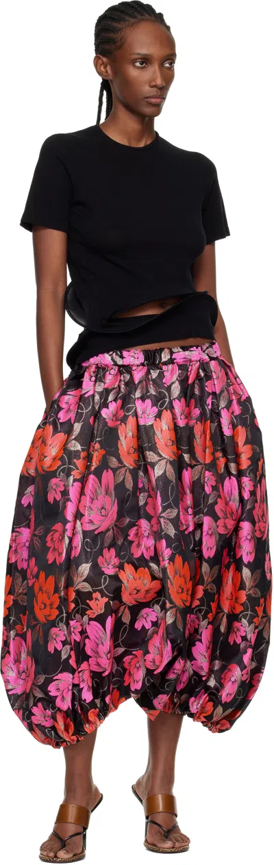 Comme Des Garçons Polyester Jacquard Floral Pants In Multi