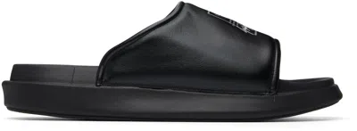 Y-3 Plain Leather Slides In Black
