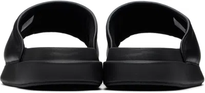 Y-3 Plain Leather Slides In Black