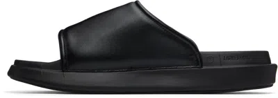Y-3 Plain Leather Slides In Black