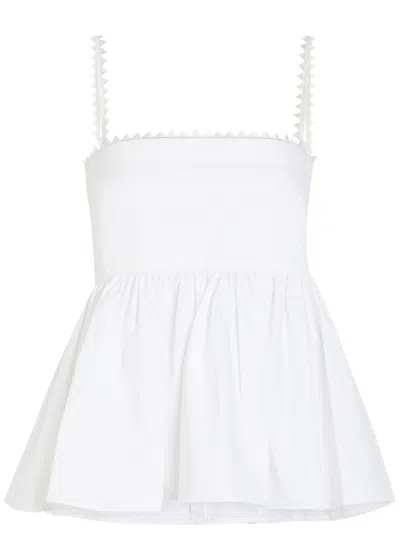 Jacquemus Top Le Haut Traversin White With V-neck And Ruffle Details In Cotton For Women In White