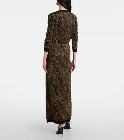 Etro Paisley Jacquard Lurex Thread Maxi Cardigan In Green