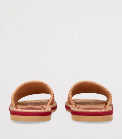 Chloé Womens Pink Striped Raffia Flat Sandals Eur 39 / 6 Uk In Multi