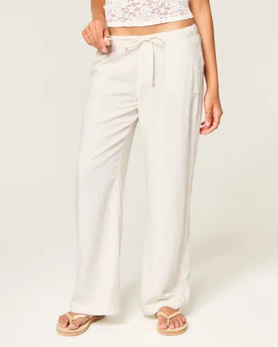 Hollister Pull-on Slub Pants In White