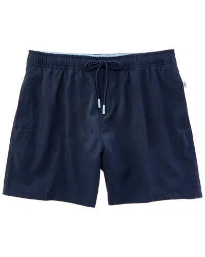 Vintage Summer Solid Performance Volley Swim Short In Blue